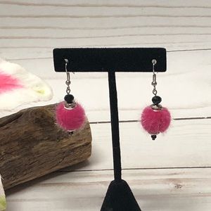 Pink Pom Pom Earrings